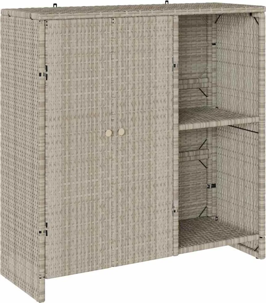 Buffet de rangement gris 100 cm avec habillage en rotin pour salon design