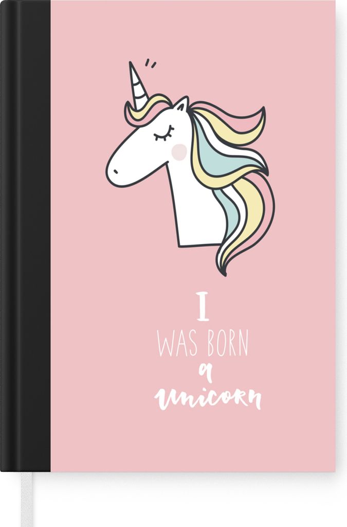MuchoWow Notizbuch Tagebuch Haushaltsbuch Notebook A5 Einhorn - Zitate - Rosa - Ich wurde als Einhorn geboren - Mädchen - Kind - Notizblock - No...