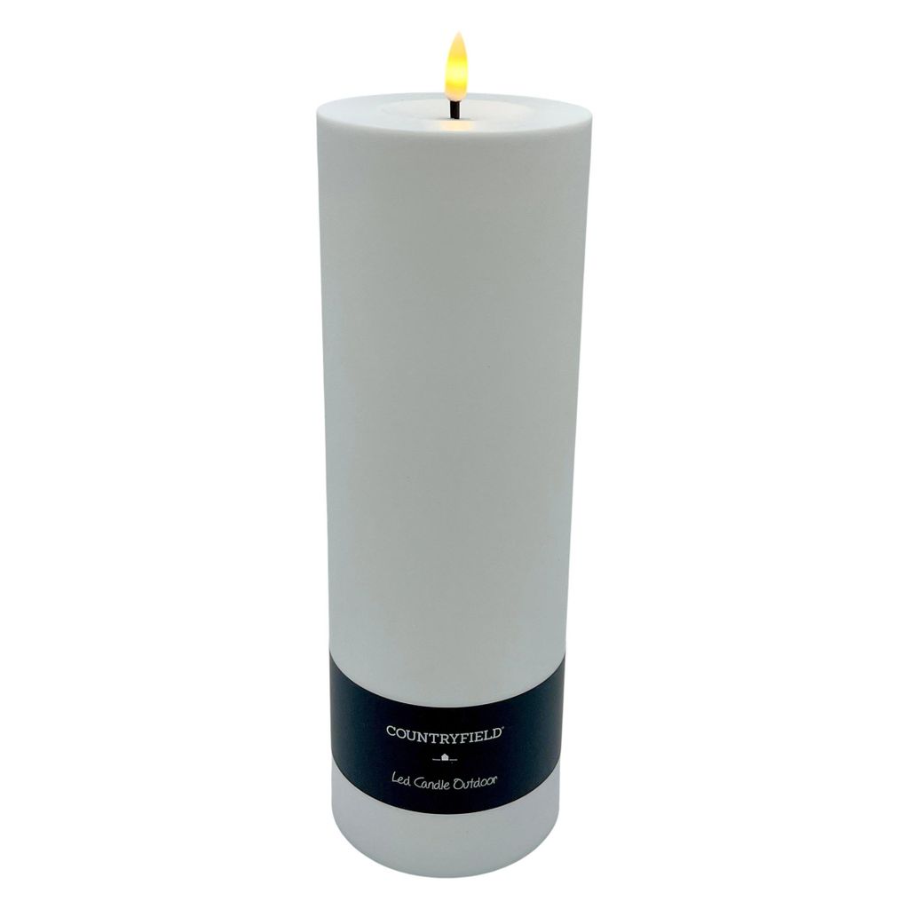 Countryfield LED Kerze Patio weiß Außen 3D-Flamme Timer 10x32,5cm