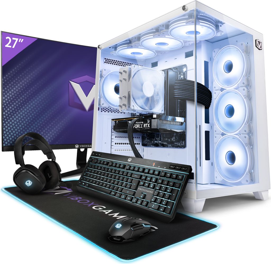 Vibox VII-22 Gaming PC Set Komplett - Monitor 27 Zoll - Intel Core i9 10900F 5,2 GHz - Nvidia RTX 3060 12 GB - 16 GB RAM - 1 TB NVMe M.2 SSD - Wind...