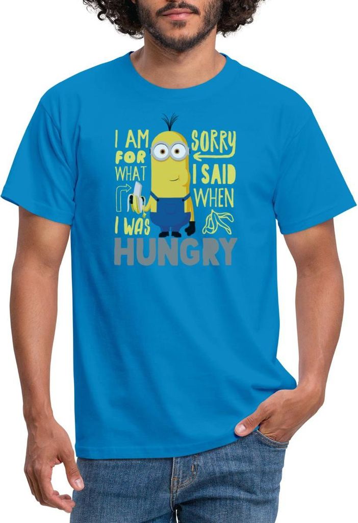 Spreadshirt Minions Kevin Hungry Spruch Despicable Me Männer T-Shirt, XXL, Royalblau