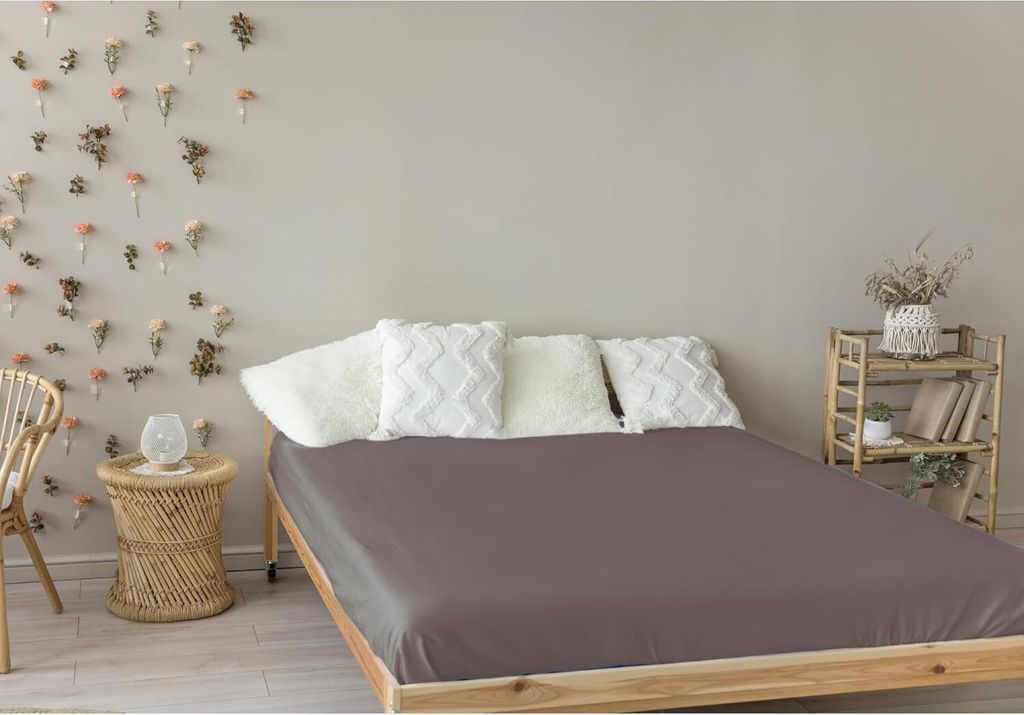 Jersey Spannbettlaken 140x200 cm 100% Baumwolle Taupe Produktbild 5