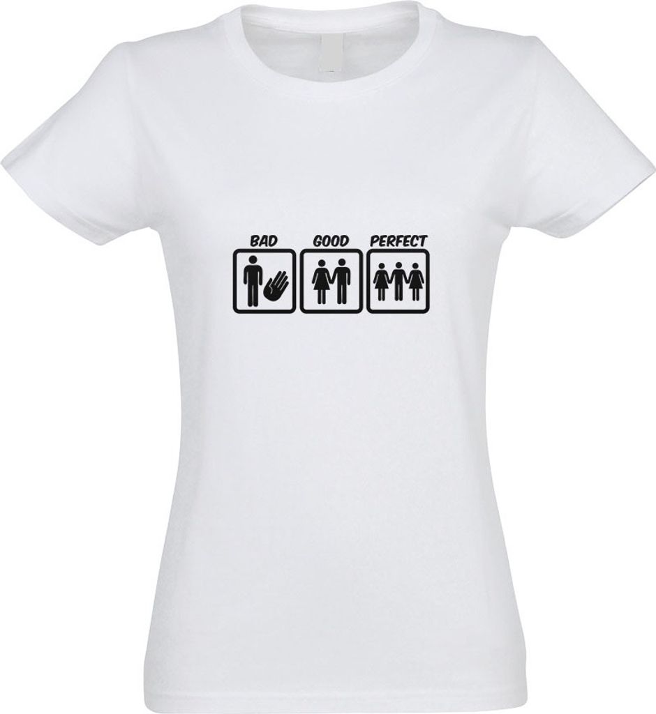 Kiwistar - T-Shirt tailliert - Damen - Weiss - Good Bad Perfect - mit Motiv Bedruckt - Funshirt Design - Sport - Freizeit - Damen - M