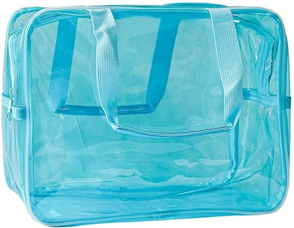 Grand sac à bandoulière imperméable bleu pour cosmétiques et toilette