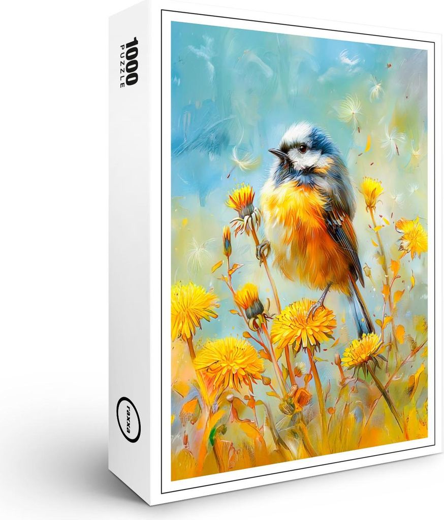 raxxa Premium-Puzzle "Eurasian Blue Tit in Impressionistic Landscape", 1000 Teile