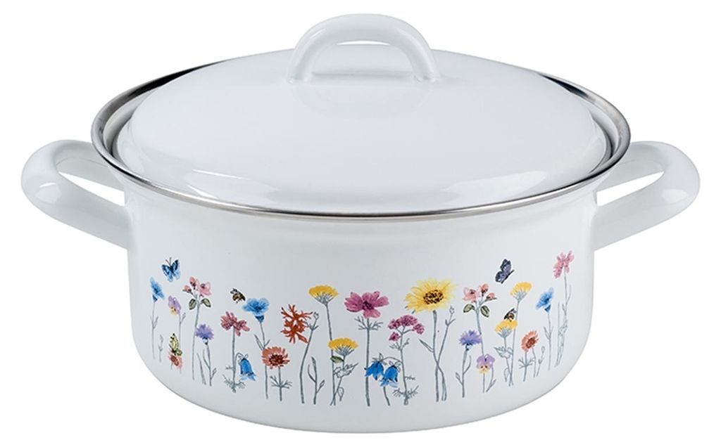 Casseruola Riess con coperchio Ø16cm 1,1L smalto Flora Immagine del prodotto 