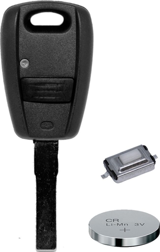Auto Schlüssel Funk Fernbedienung 1x Gehäuse + 1x Rohling SIP22 + 1x Mikrotaster + CR2032 Batterie kompatibel mit FIAT