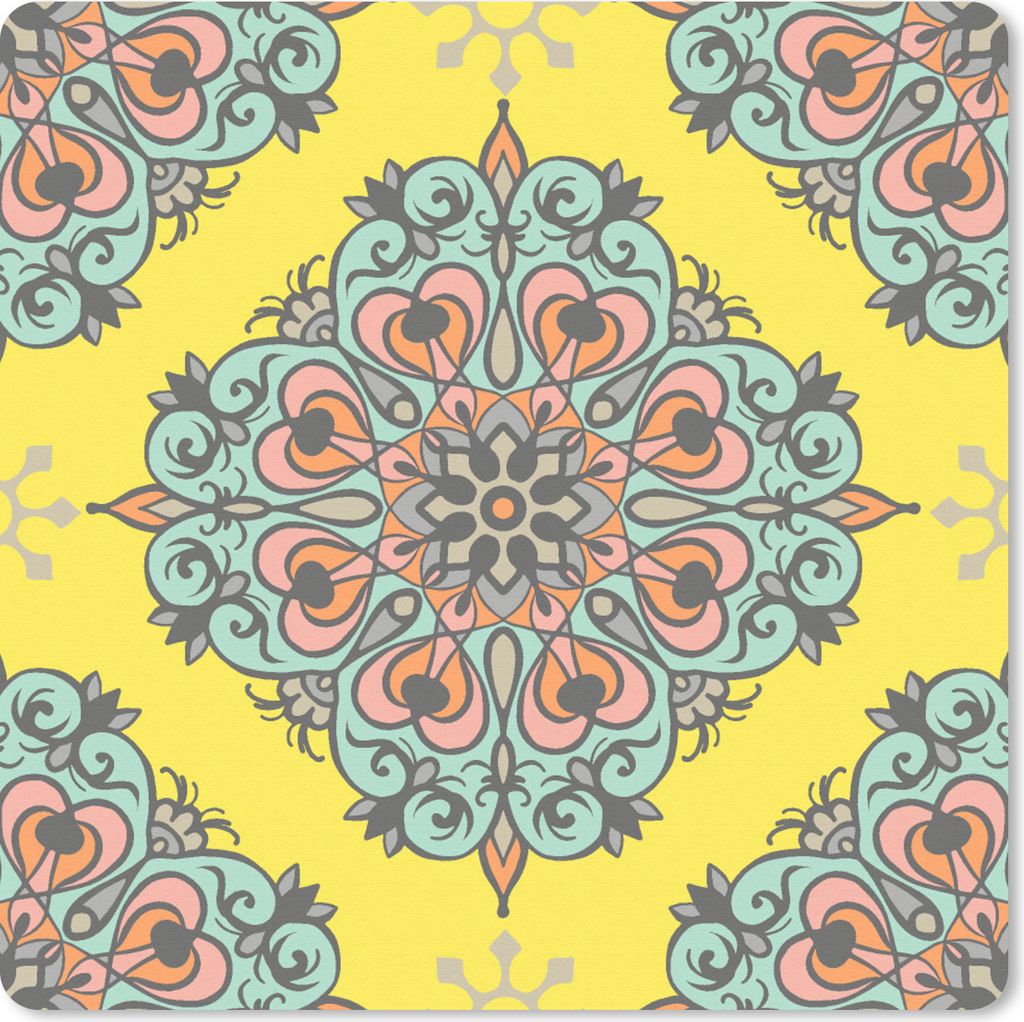 MuchoWow Mauspad Mousepad Barock - Abstrakt - Muster - Blumen 30x30 cm - Mousepads - Maus Mat - Pad - Mausunterlage - Gaming