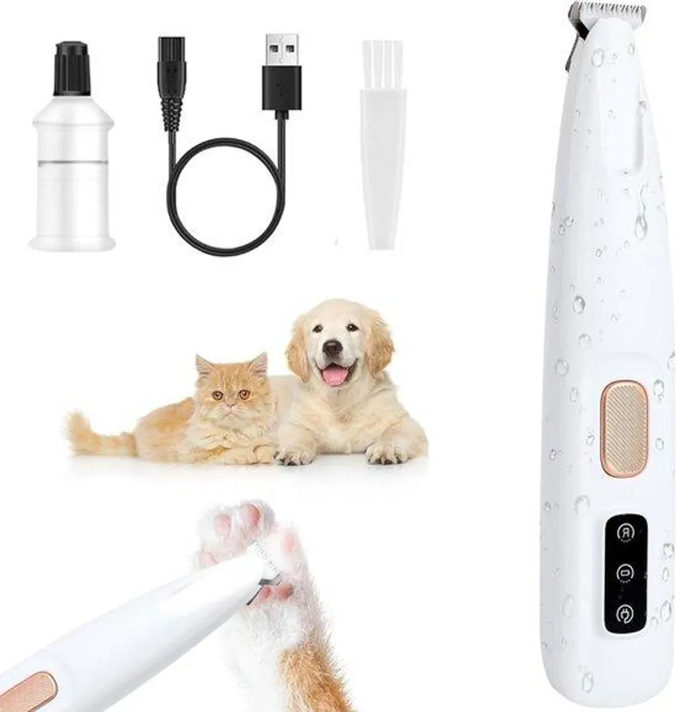 Tondeuse chiens silencieuse et étanche avec LED pour griffes nettes