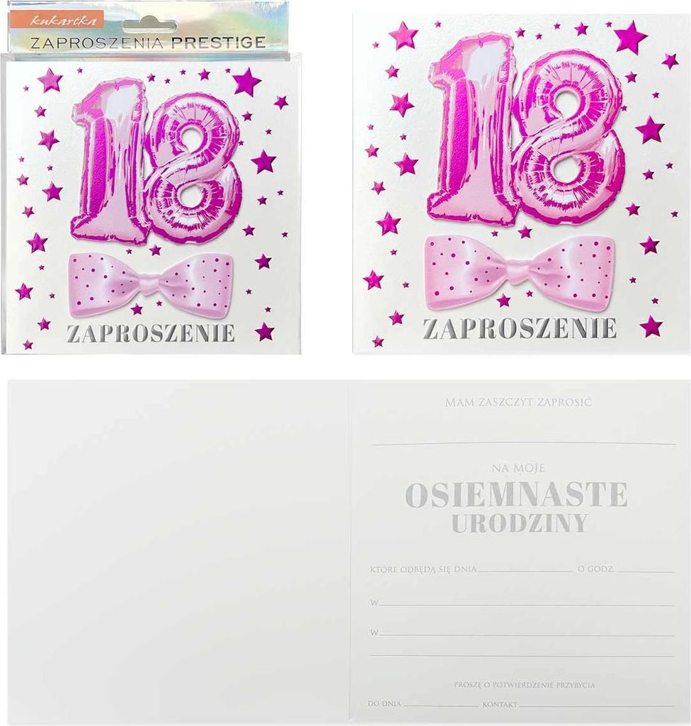 Einladungskarten zum 18. Geburtstag, 5 Stück – Kukartka