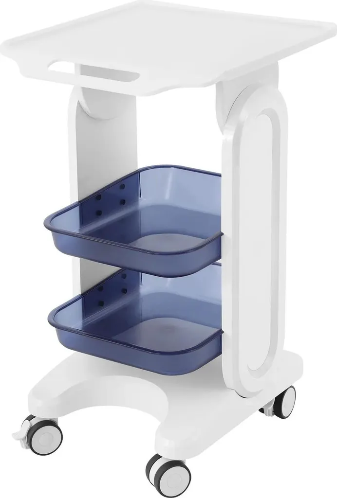 Chariot médical à 3 niveaux bleu pour le rangement des soins