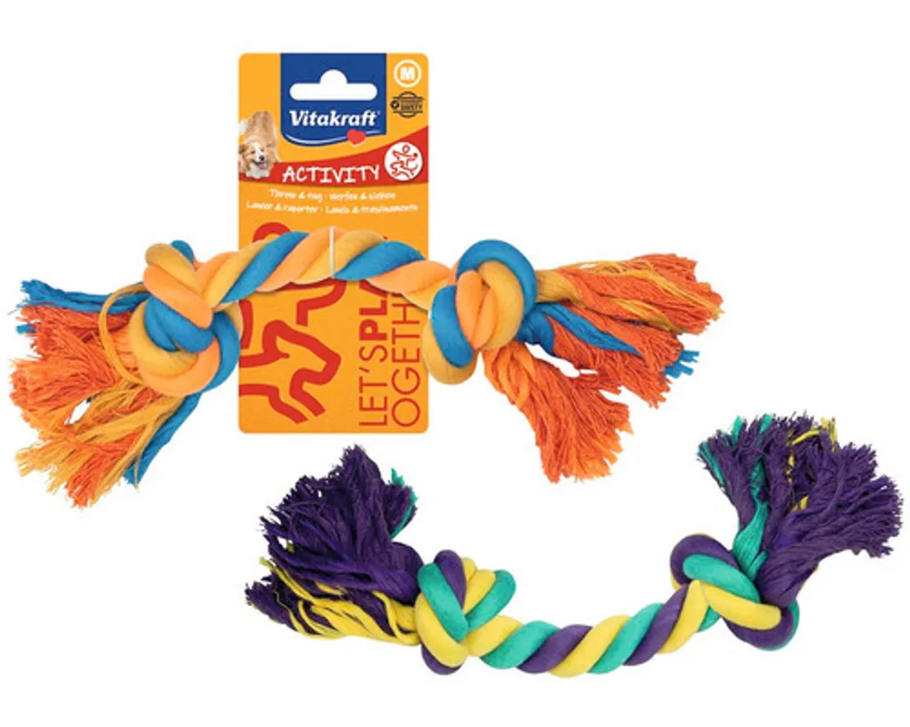 Jouet pour chien Vitakraft nœud corde coton mélangé multicolore 26 cm