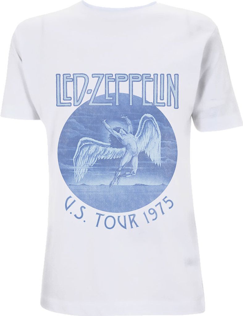Led Zeppelin T-Shirt Herren Tour 75 weiß Band-Merch, Bands 100% Baumwolle XL