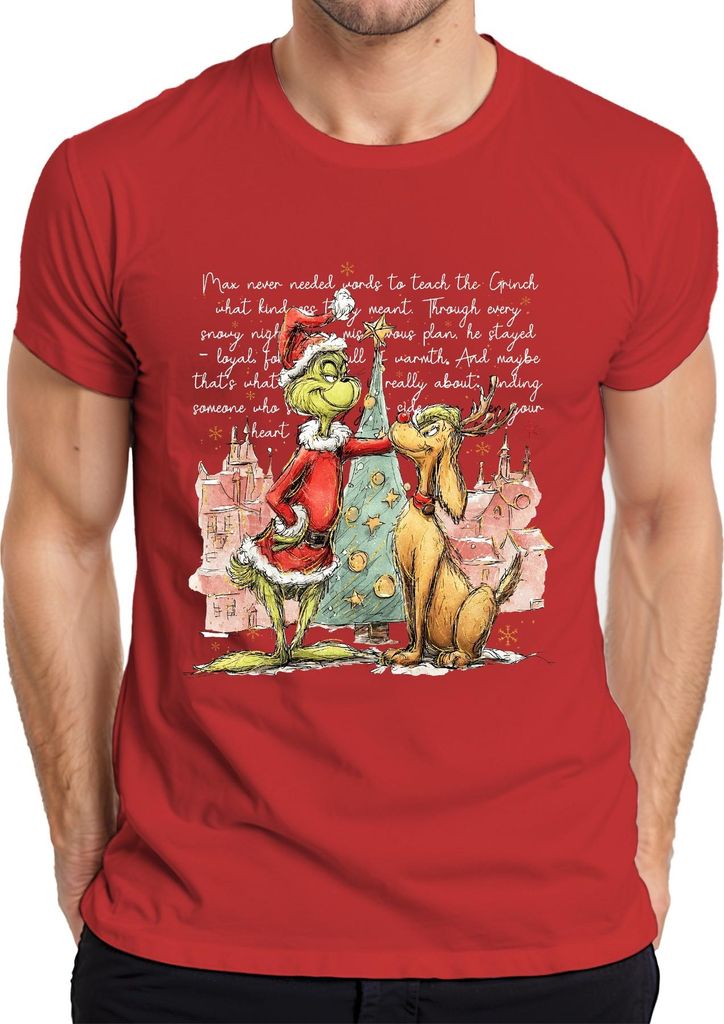 Grinch Max Christmas Santa Rudolph Hund Weihnachten Geschenk Herren T-Shirt, Rot, L