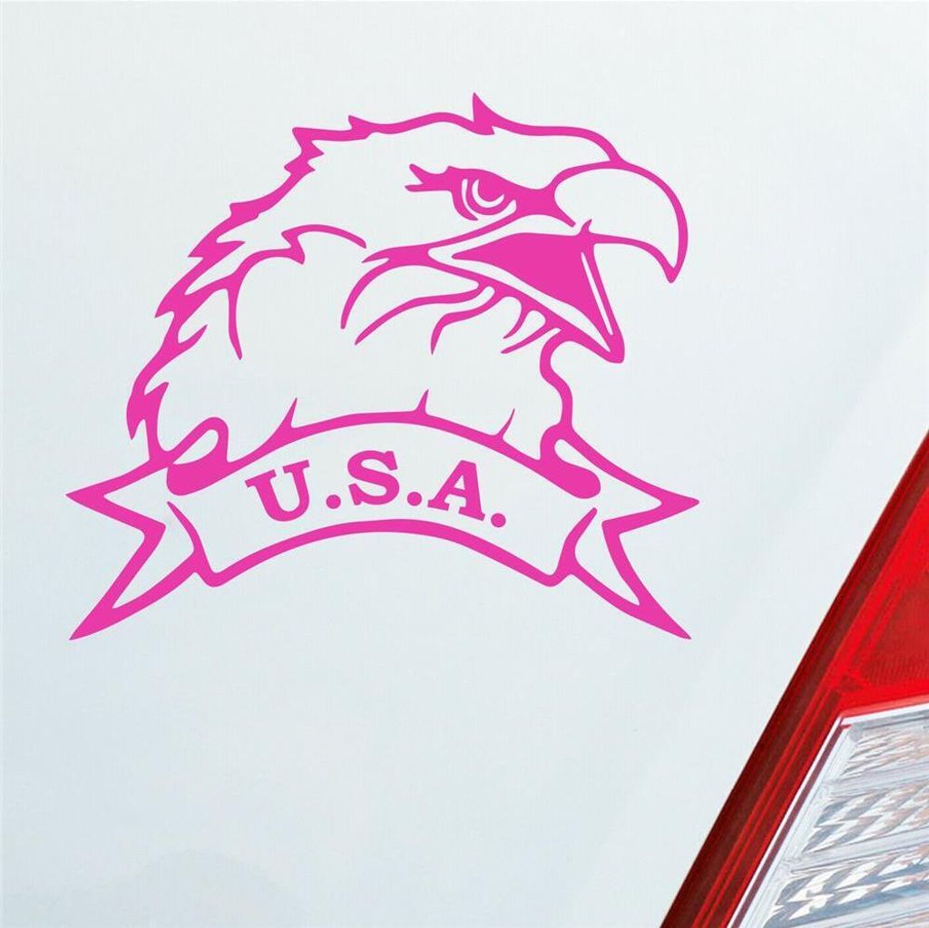 Auto Aufkleber USA Adler Eagle U.S.A. Amerika Tuning 12x10 cm Pink Sticker Heckscheibenaufkleber