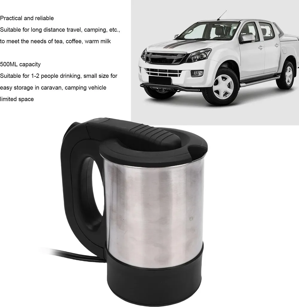Bouilloire électrique 12V pour voiture en acier inoxydable de 500 ml - 5