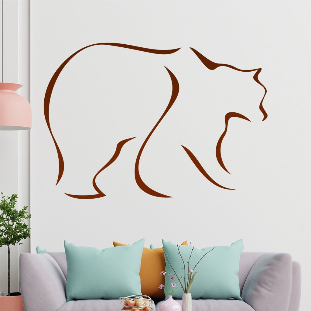 Bär Linien Wandtattoo in 6 Größen - Wandaufkleber Wall Sticker - Dekoration, Küche, Wohnzimmer, Schlafzimmer, Badezimmer