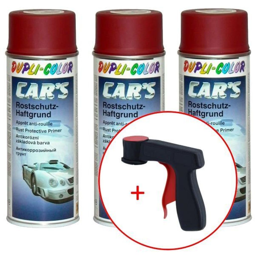 Dupli-Color Car's Rallye Rostschutz-Haftgrund rot 3x 400 ml. + 1 Spraydosen Handgriff