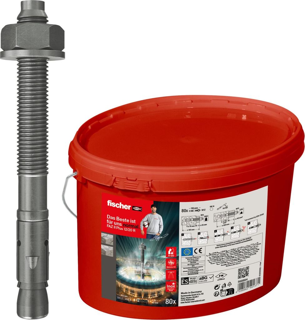 Fischer Bolzenanker FAZ II Plus 12/20 R im Eimer (80 St) - 568864