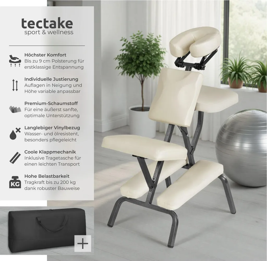 Siège de massage pliable tectake® Table de massage assise de Salon - 2