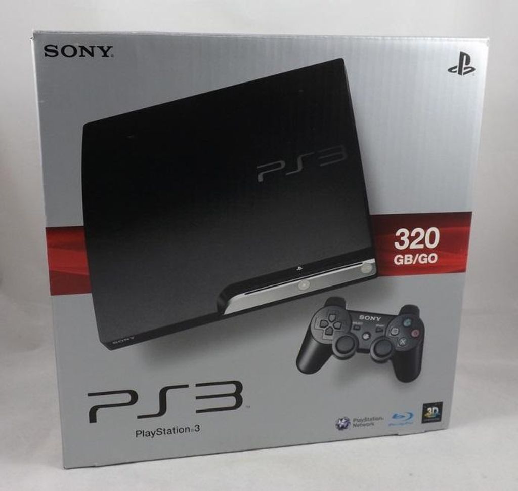 Sony PlayStation 3 Slim Konsole 320 GB Schwarz PS3 + Orig. Produktbild 