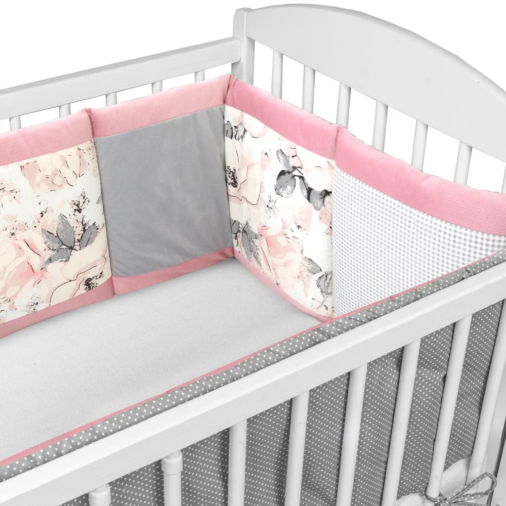 Größe: 420x30cm für Babybett 140x70 TupTam Babybett Bettumrandung Lang Gemustert Farbe: Bärchen Beige 