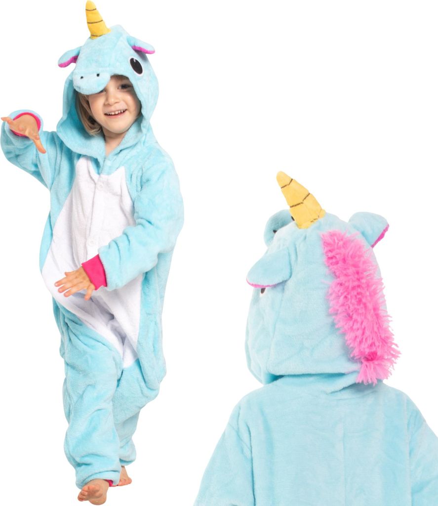 Nikcorp Jumpsuit Pyjama Damen Kinder Onesie Pegasus Blau 115-225