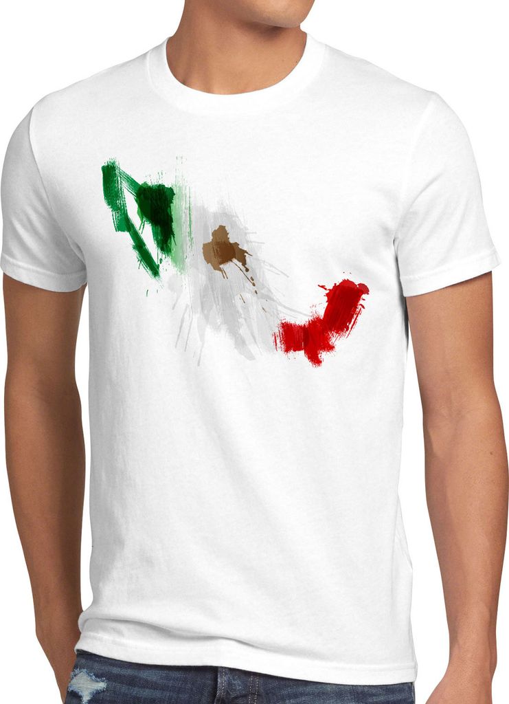 BaumwolleCloud Flagge Mexiko Herren T-Shirt Fußball Sport Mexico WM EM Fahne