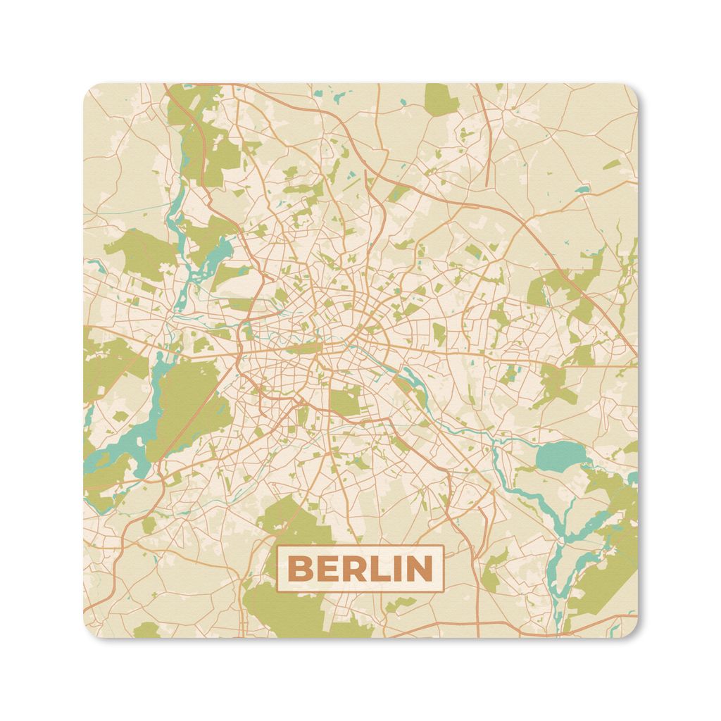 MuchoWow Mauspad Mousepad Stadtplan - Berlin - Vintage - Stadtplan 30x30 cm - Mousepads - Maus Mat - Pad - Mausunterlage - Gaming