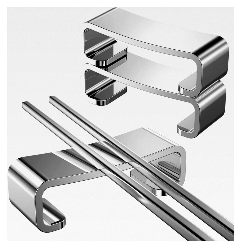 Edelstahl Essstäbchenhalter mit Löffelablage, 3 Stück, Japanischer Stil, Metall Besteck Organizer für Küche und Tischdekoration