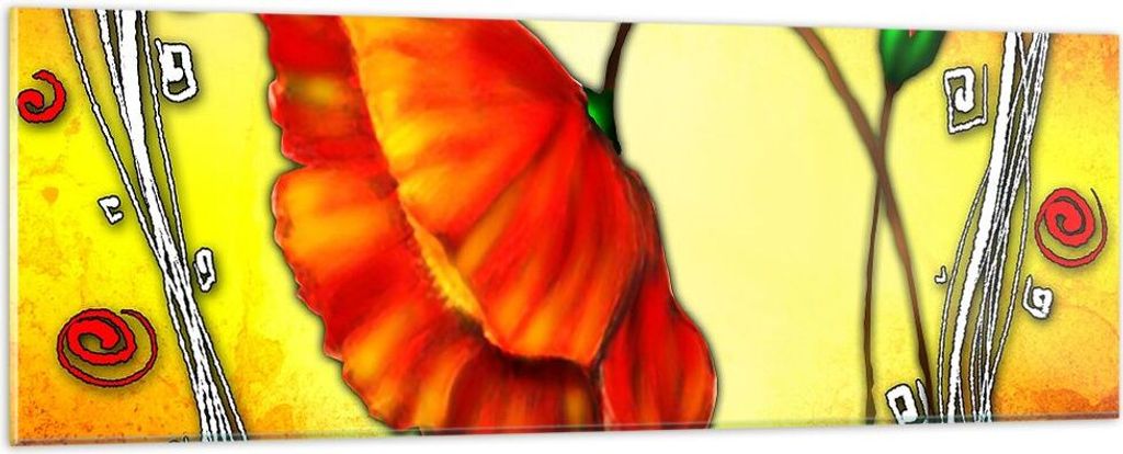 Bilder auf glas - Blume linien markierungen - 90x30cm - Glasbilder - Wandbilder - Kunstdruck - zum Aufhängen bereit - Wanddekoration aus Glas - Gl...