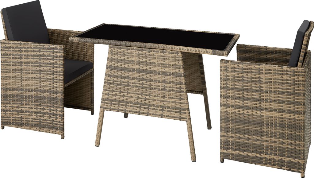 tectake Rattan Sitzgruppe Lausanne für 2 Personen