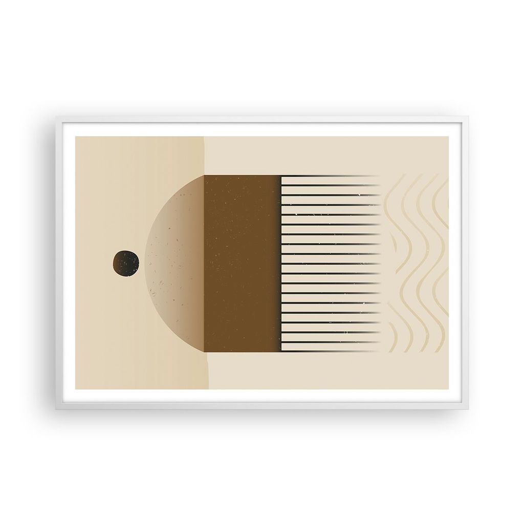 Gerahmtes Poster - Weißer Rahmen - Abstraktion Geometrisch Boho - 100x70 cm - Wand Bild - Wanddeko - Wandbilder - Kunstposter - Wandposter - Bilde...