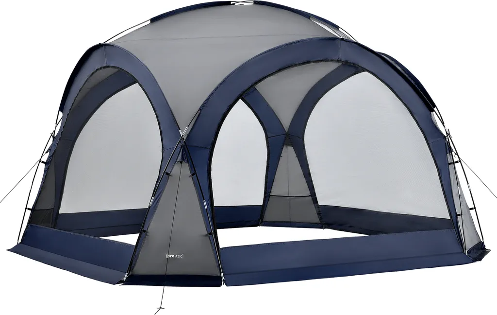 Pavillon dôme Grästorp 3,45m Bleu - Tente de réception avec LED et Solaire