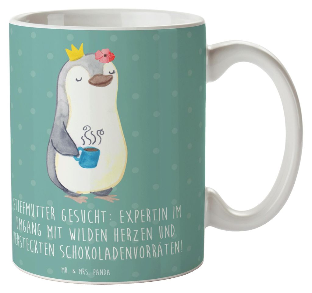 Mr. & Mrs. Panda Kaffeetasse Stiefmutter Expertin - Meeresbrise - Geschenk, humorvolle Hommage, Stiefmutter-Beziehung, schöne tasse, Kaffeebecher,...