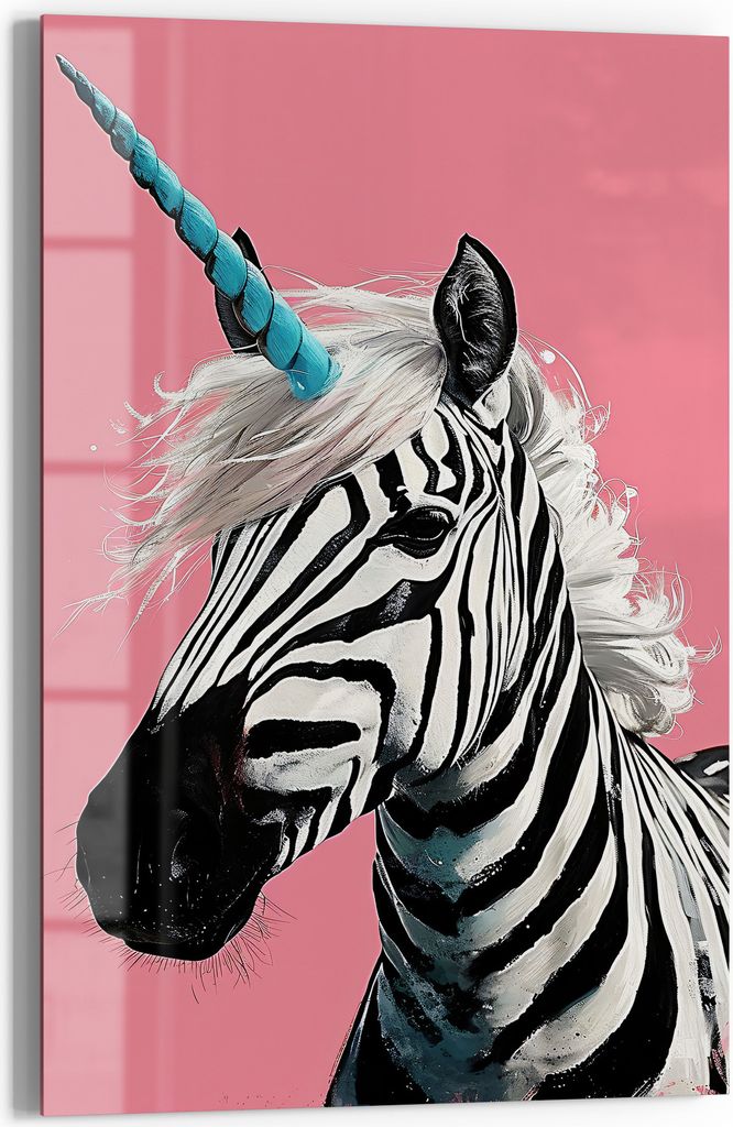 DEQOART Magnettafel Glas 60x90 cm 'Magisches Zebra' beschreibbar Whiteboard Pinnwand Küche