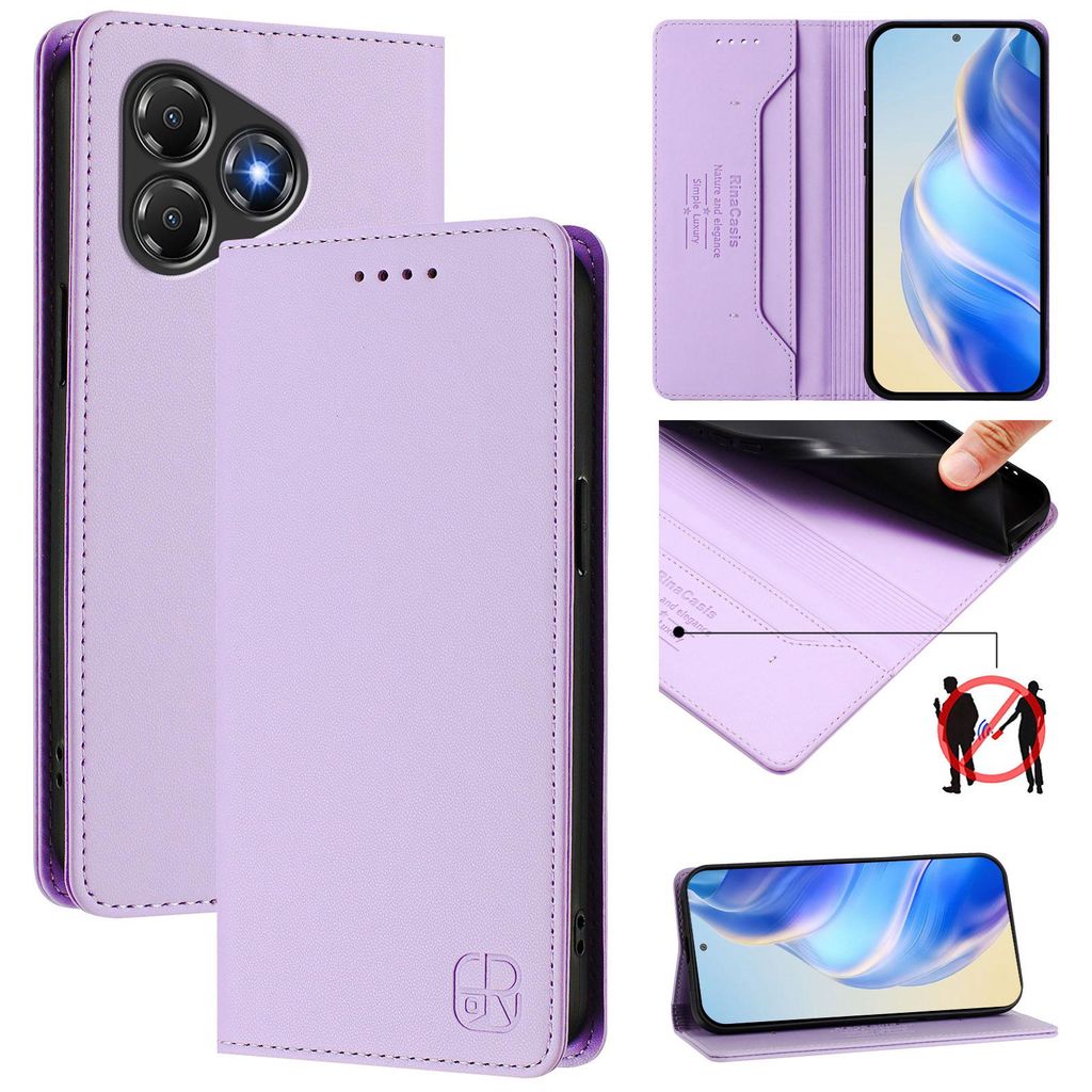 Lederhülle für ZTE Blade A36 Hülle Flip Brieftasche Kartenfächern Ständer Schutzhülle Violett