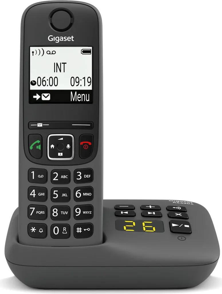 Gigaset AS490A Telefono Cordless Nero: Design Ergonomico e Vivavoce
