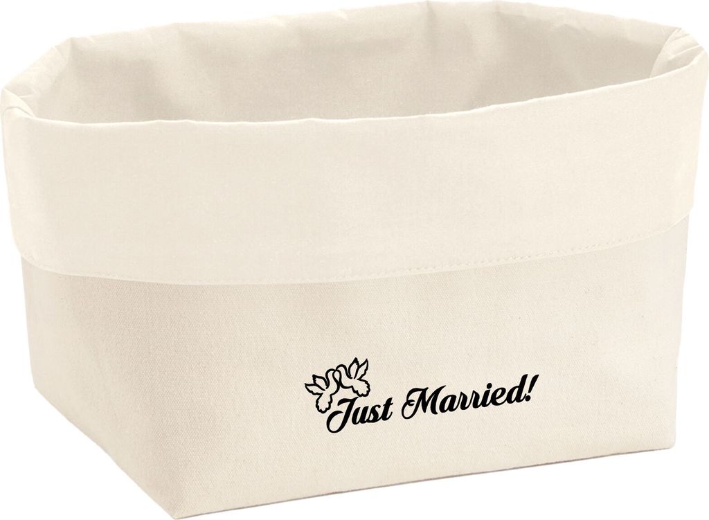 Huuraa Organizer Just Married Tauben 3 Liter Medium Canvas Baumwolle Utensilo Geschenkidee
