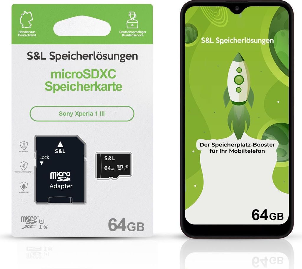 microSD Speicherkarte S&L für Sony Xperia 1 III - Speicherkapazität: 64 GB