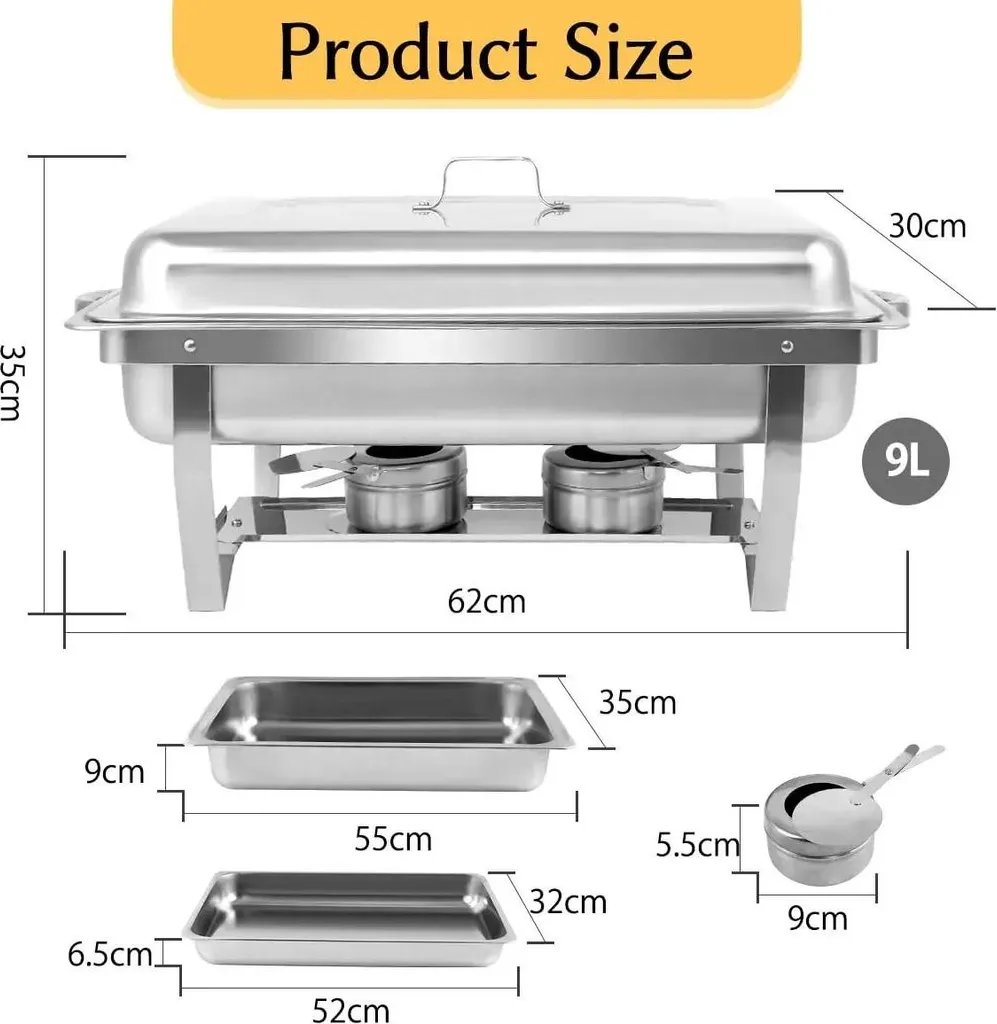Chafing Dish Buffet Ottimizzato | Scaldavivande Inox Alta Efficienza - 11