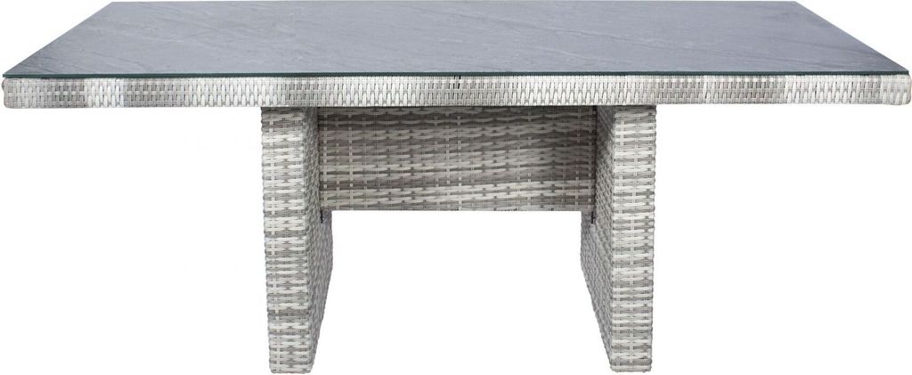Gartentisch Boston Esstisch Wangentisch 192x90x75cm Glas-Keramik Weiß-Grau