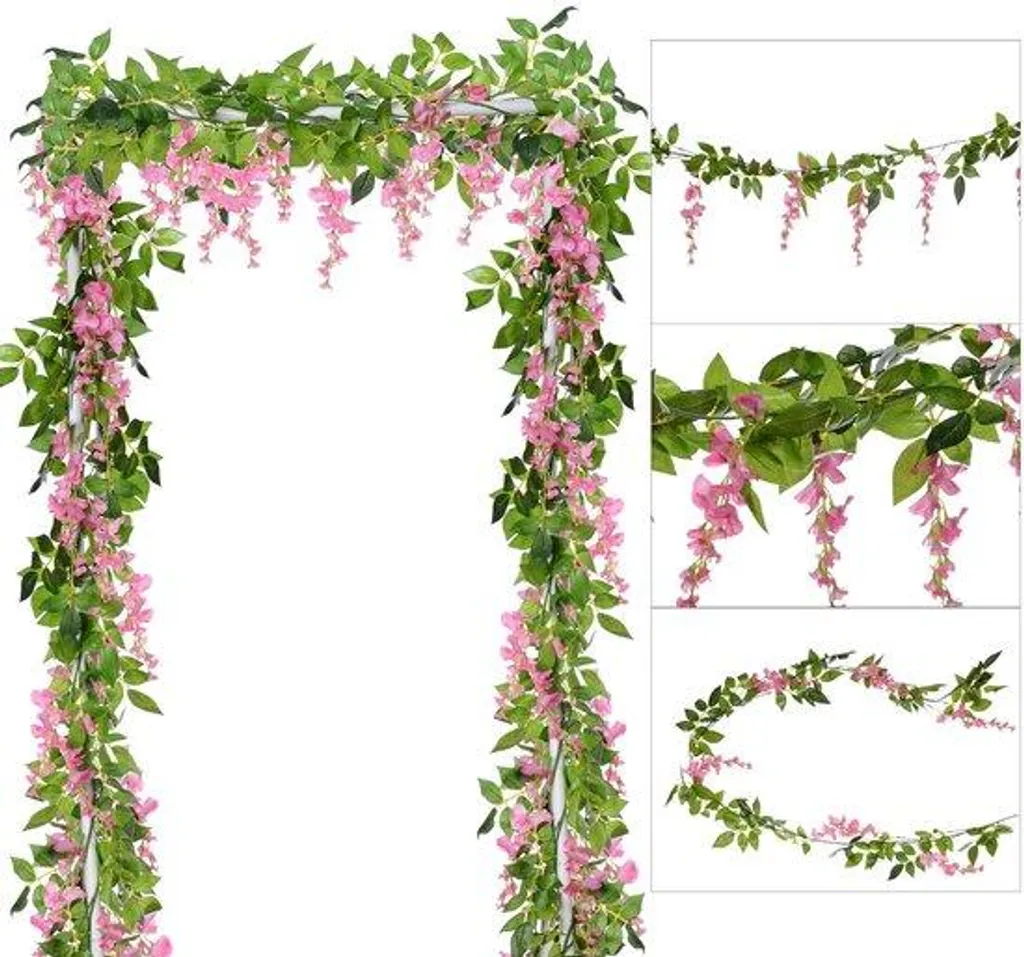 Glycine Artificielle 2m sans Entretien : Fleur Suspendue Lot de 4 - Pro