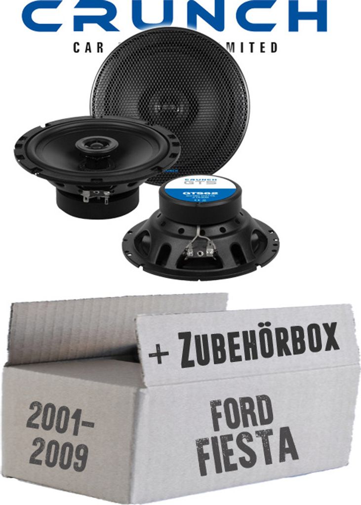 Lautsprecher Boxen Crunch GTS62 - 16,5cm 2-Wege Koax GTS 62 Auto Einbauzubehör - Einbauset passend für Ford Fiesta 6 Front Heck - justSOUND
