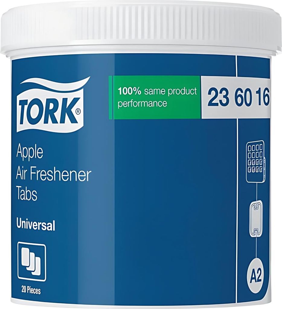 TORK Lufterfrischer-Anhänger "Apfelduft", in Spenderdose imprägnierter Gummianhänger für langanhaltenden Duft,