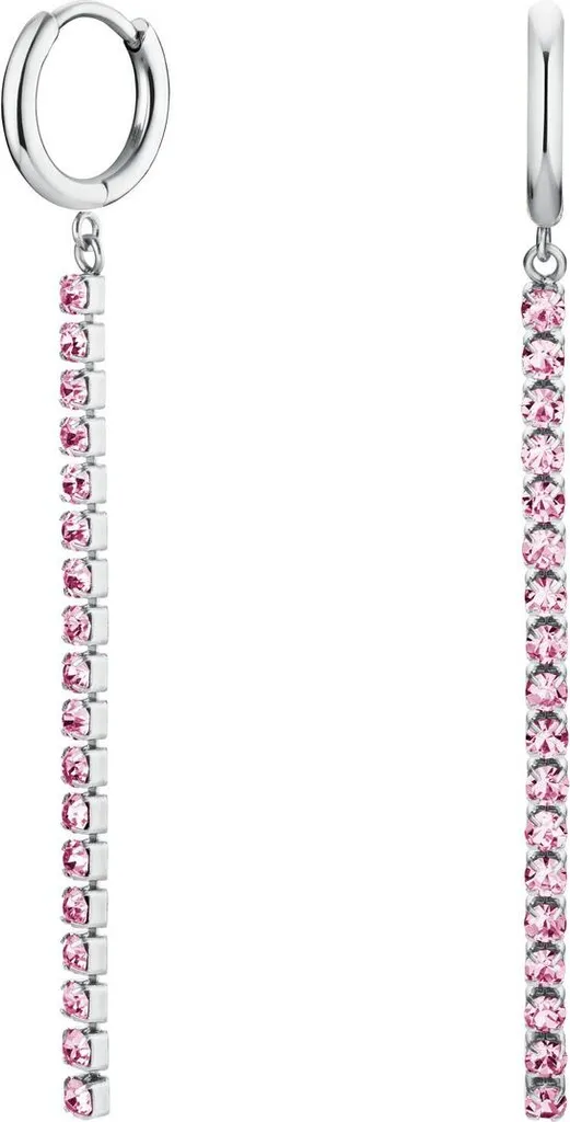 Boucles d'oreilles Tennis en acier et cristaux roses JETRS-J923