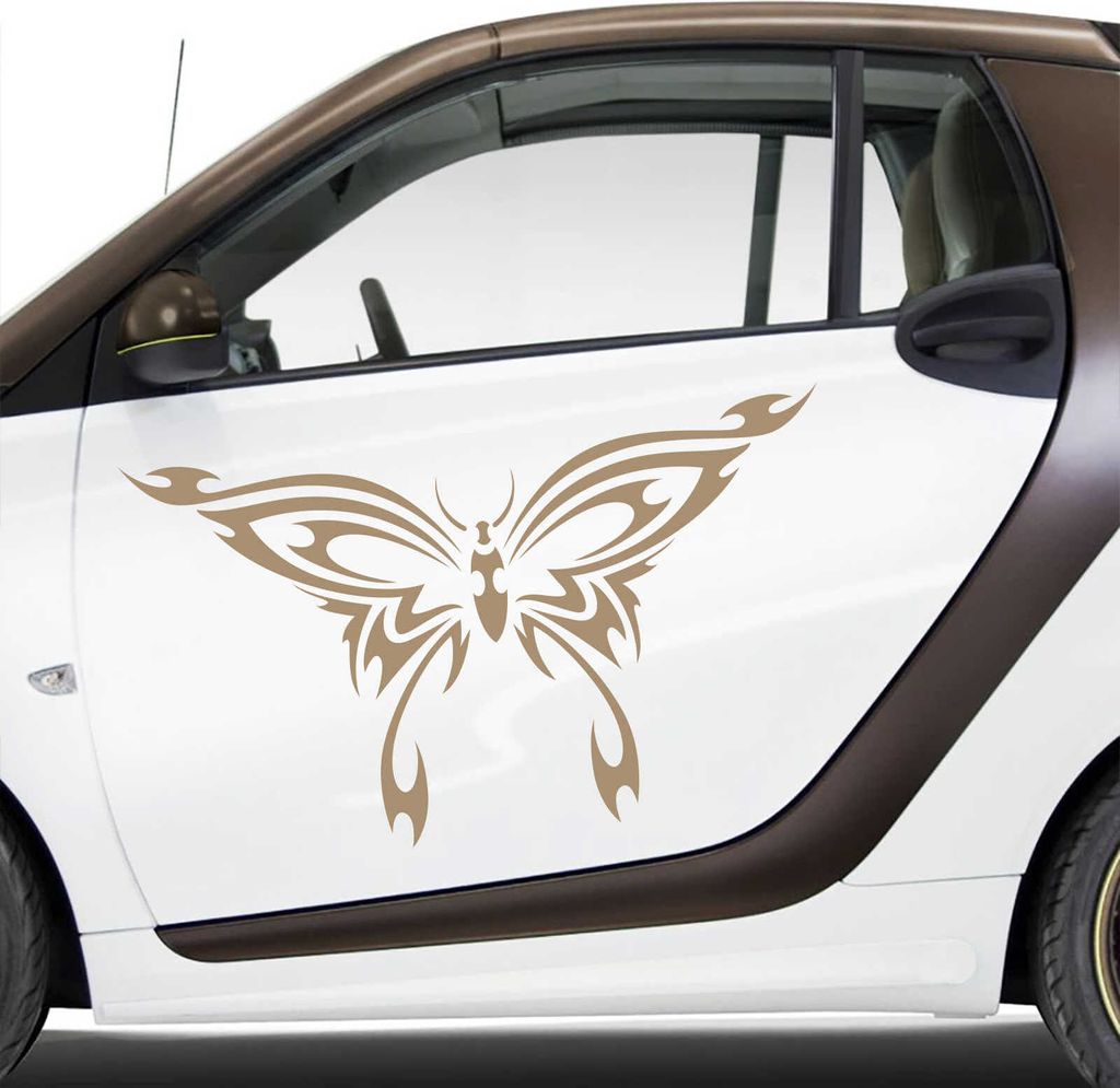 Aufkleber - Autoaufkleber-Set Schmetterling Tribal, 2 Stk. je 100cm x 59cm braun - Tuning Carystyling Heckscheibe Auto