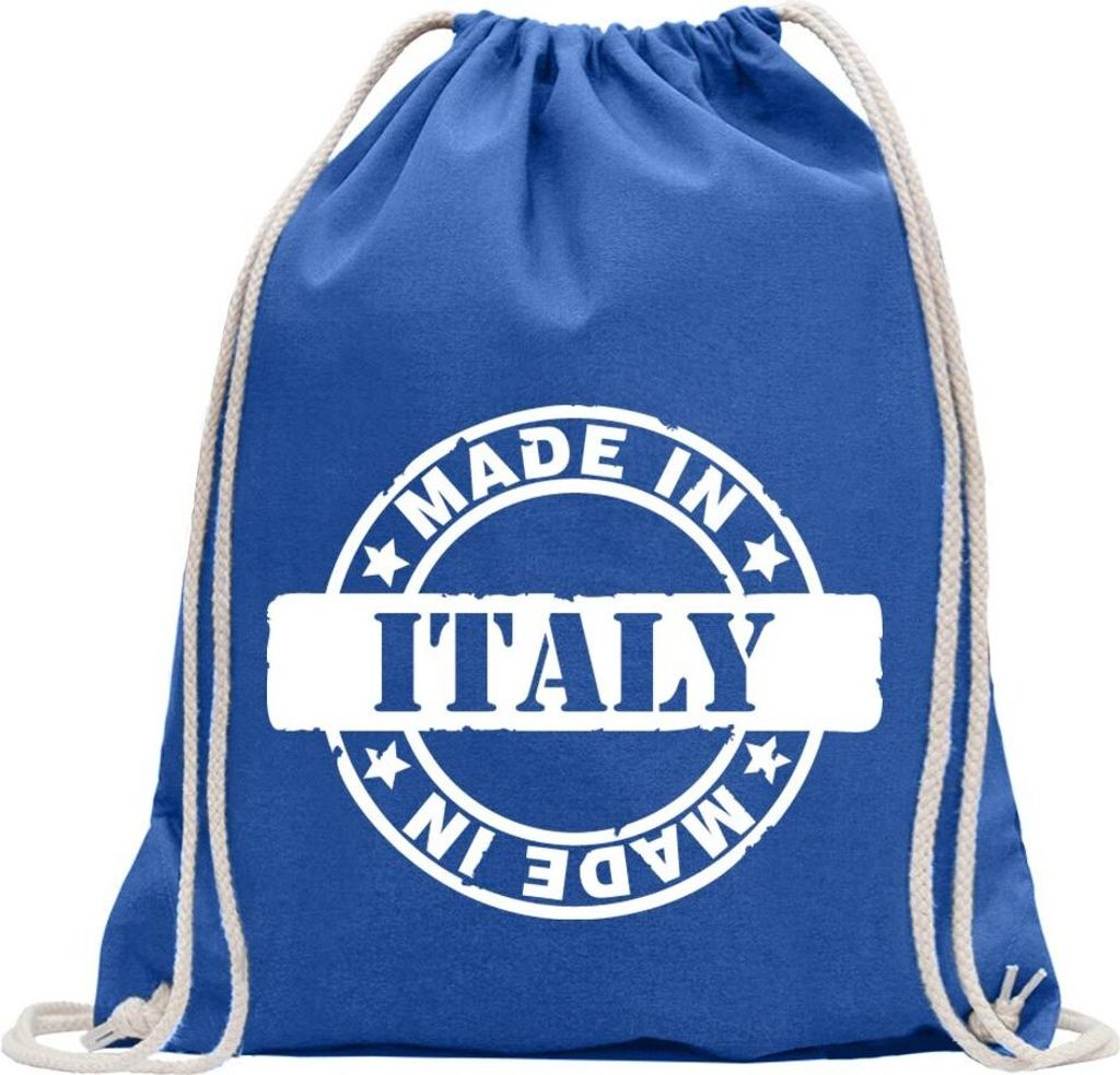 Kiwistar - Turnbeutel - royal - Italy - Fun Rucksack Sport Beutel Gymsack Baumwolle mit Ziehgurt