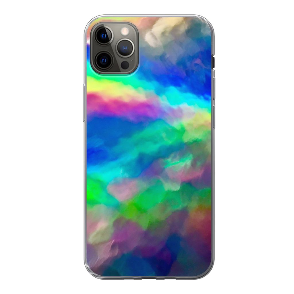 MuchoWow Handyhülle Schutzhülle Hülle für iPhone 12 Pro Max Aquarell - Kunst - Psychedelisch Silikon Softcase Handy Hülle - Hartschale