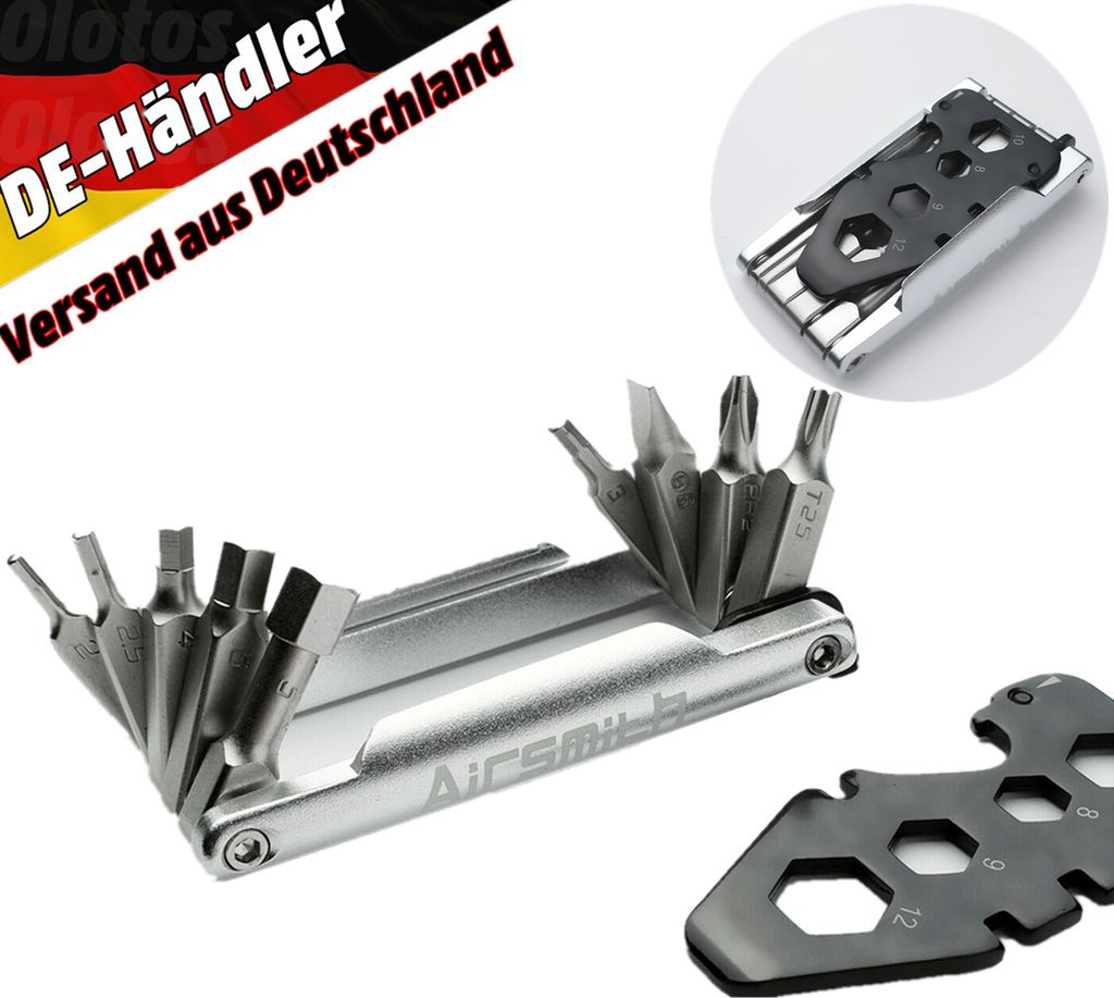 Fahrrad Multifunktionswerkzeug 20 in 1 Multitool Fahrrad Reparatur set Werkzeug sechskantschlüssel Schraubendreher mit Kettenbrecher, Sechskantsch...